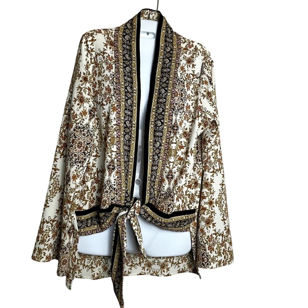 Willow & Root Floral Tapestry Print Kimono Blouse Shirt Top M